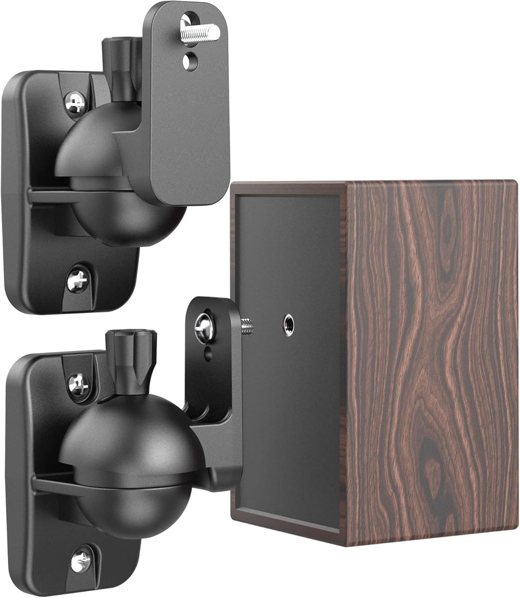 SnelShoppen - Set van 2 Speaker Wandbeugels voor Surround Sound, Verstelbaar en Zwenkbaar, Tot 3.5 kg, Zwart, Voor Thuisbioscoop en Geluidssystemen