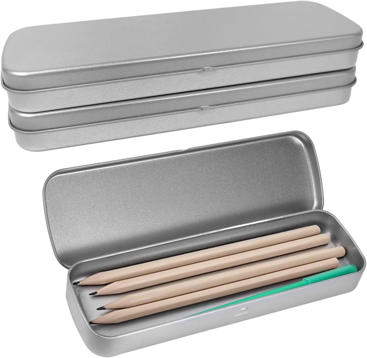 SnelShoppen - 3 pcs pen box - metalen pen organizer met deksel - stevige opbergdozen voor kantoor, school, thuis - multifunctioneel, duurzaam en stijl
