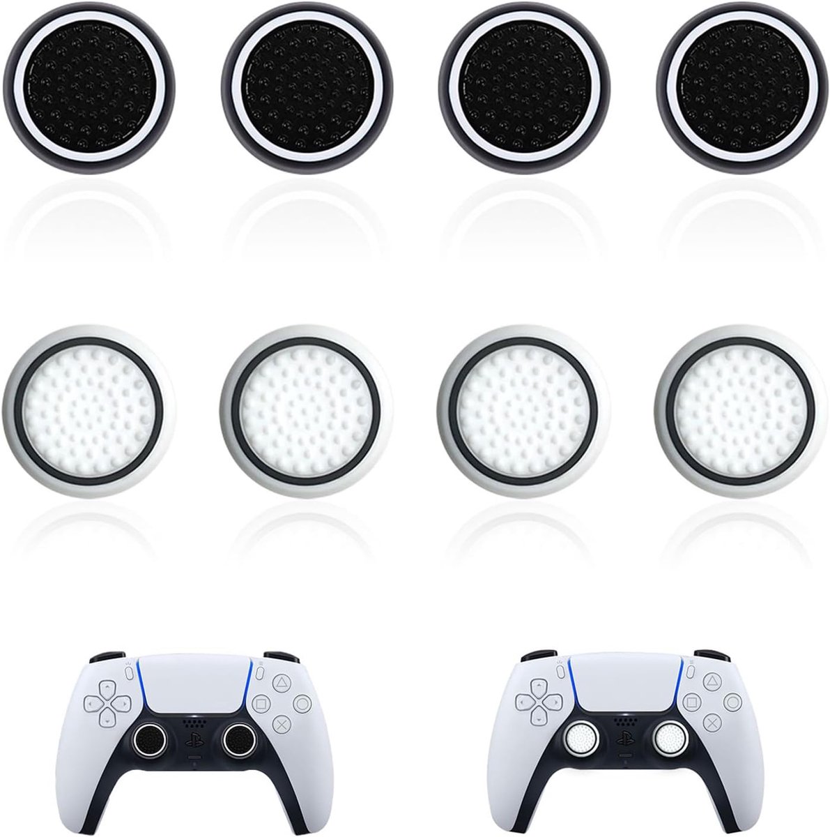 Thijox - Siliconen Joystick Doppen voor PS5/PS4/PS3 - 8 Stuks Antislip Gamepad Petten - Hoogwaardig Duurzaam Siliconen Materiaal - Zwart/Wit - Voor Be