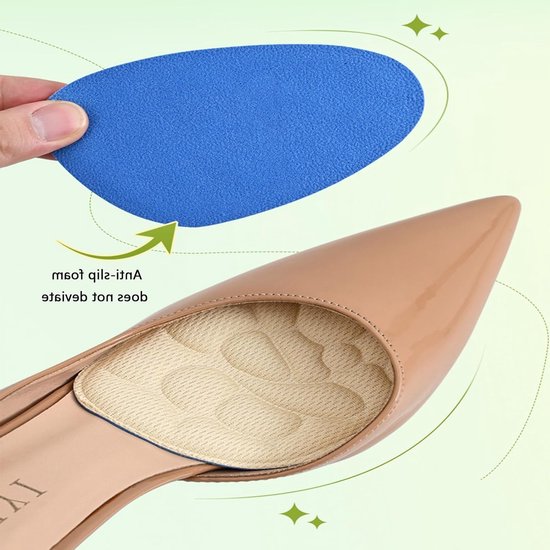 Inzetstukken voor hoge hakken, comfortabele schoeninlegzolen met middenvoet- en voorvoetkussens voor dames, pijnverlichting en antislip ondersteuning — afbeelding 2