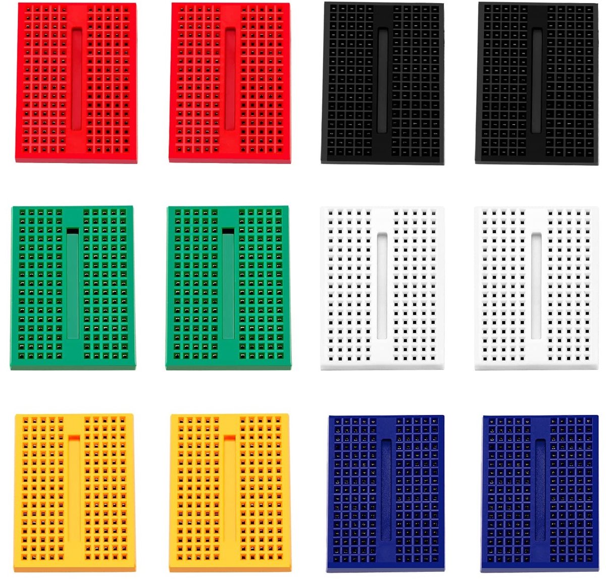 12-delige Mini Breadboard Kit met 170 punten voor Arduino en Raspberry Pi Projecten - Solderless Prototype Kit in 6 Kleuren met Dubbelzijdige Band