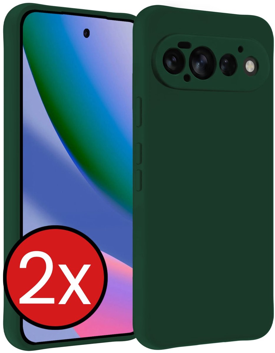Hoesje - 2 Stuks - Geschikt voor Google Pixel 11 Pro - Sterk & Shockproof - Telefoonhoes - Back Cover - Case Siliconen - Telefoon Hoes - Donkergroen