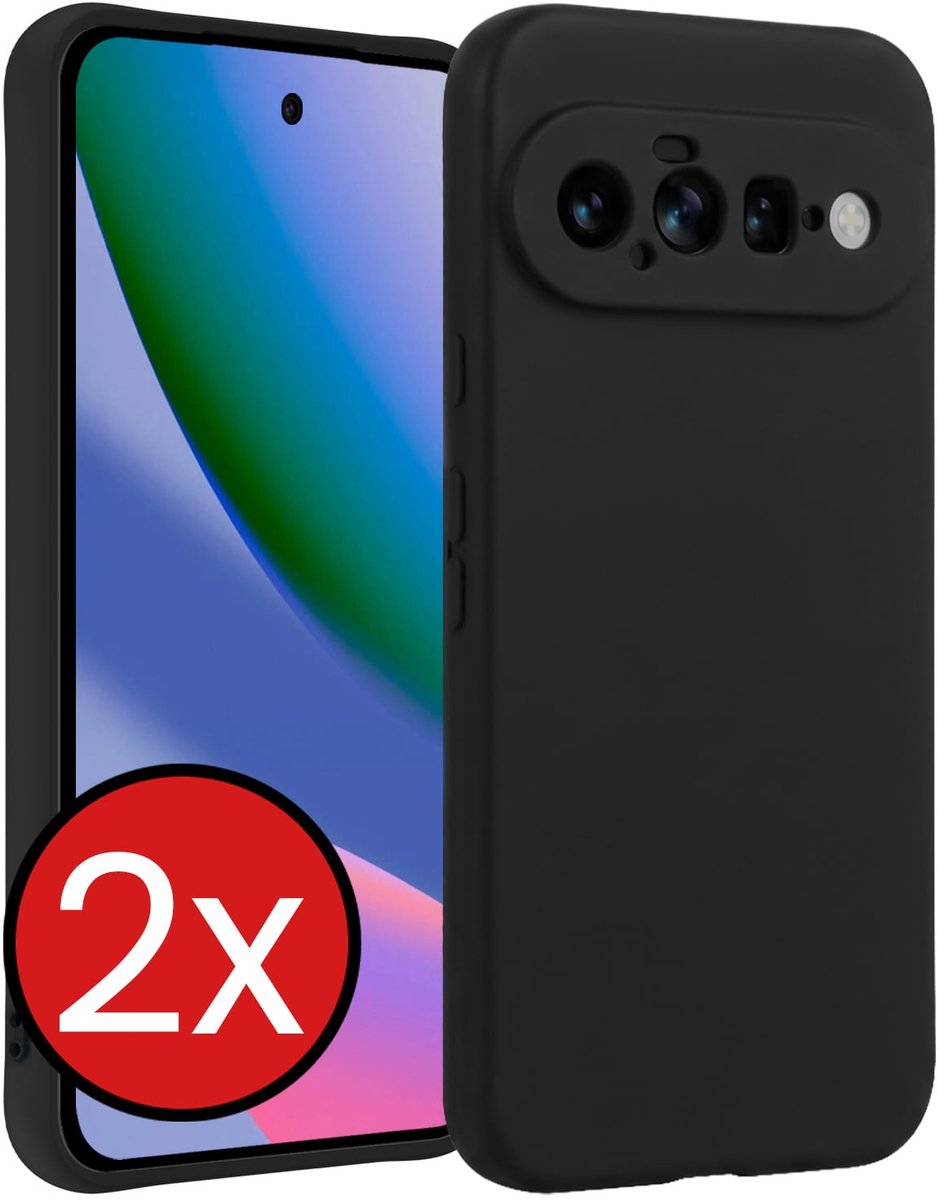 Hoesje - 2 Stuks - Geschikt voor Google Pixel 11 - Sterk & Shockproof - Telefoonhoes - Back Cover - Case Siliconen - Telefoon Hoes - Zwart