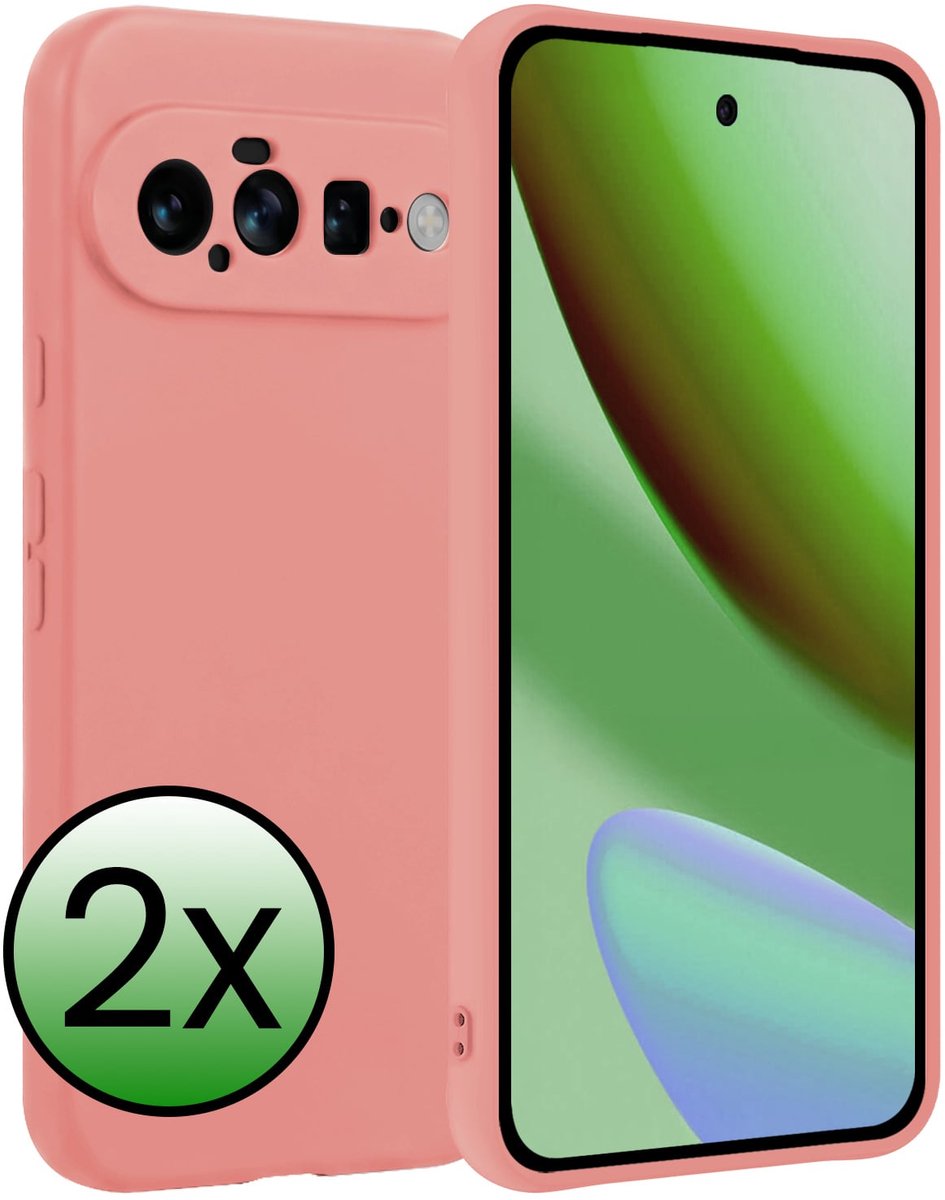 Hoesje 2 Stuks - Geschikt voor Google Pixel 11 - Sterk & Shockproof - Case Siliconen - Back Cover - Telefoon Hoes - Lichtroze