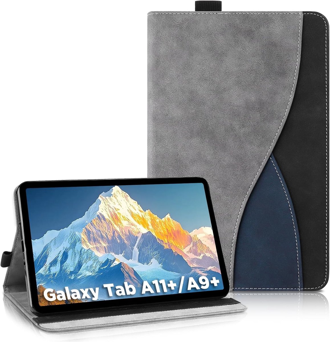 SnelShoppen - Ultra-Slanke PU Hoes voor Samsung Galaxy Tab A11+ Plus 11" 2025 & Tab A9 Plus 11" 2023 - Met Stand Functie, Volledige Bescherming, Grijs