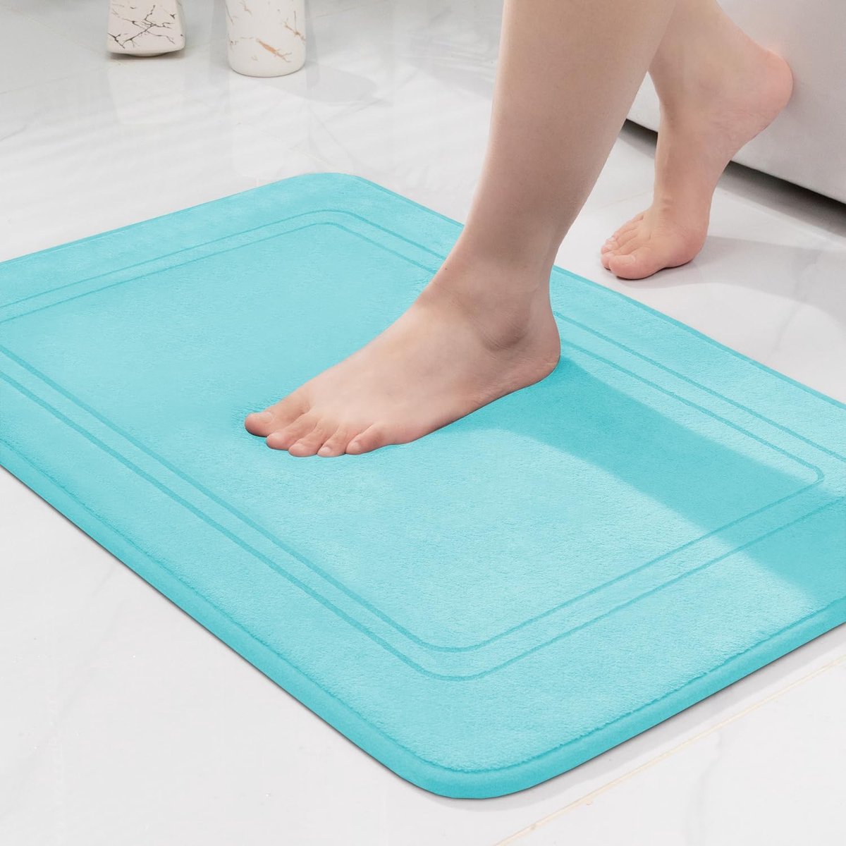 SnelShoppen - Badmat - Antislip Badkamer Tapijt - Zacht en Absorberend - Douchemat - Voetmat voor Badkamer - Teal Groen - 50 x 80 cm