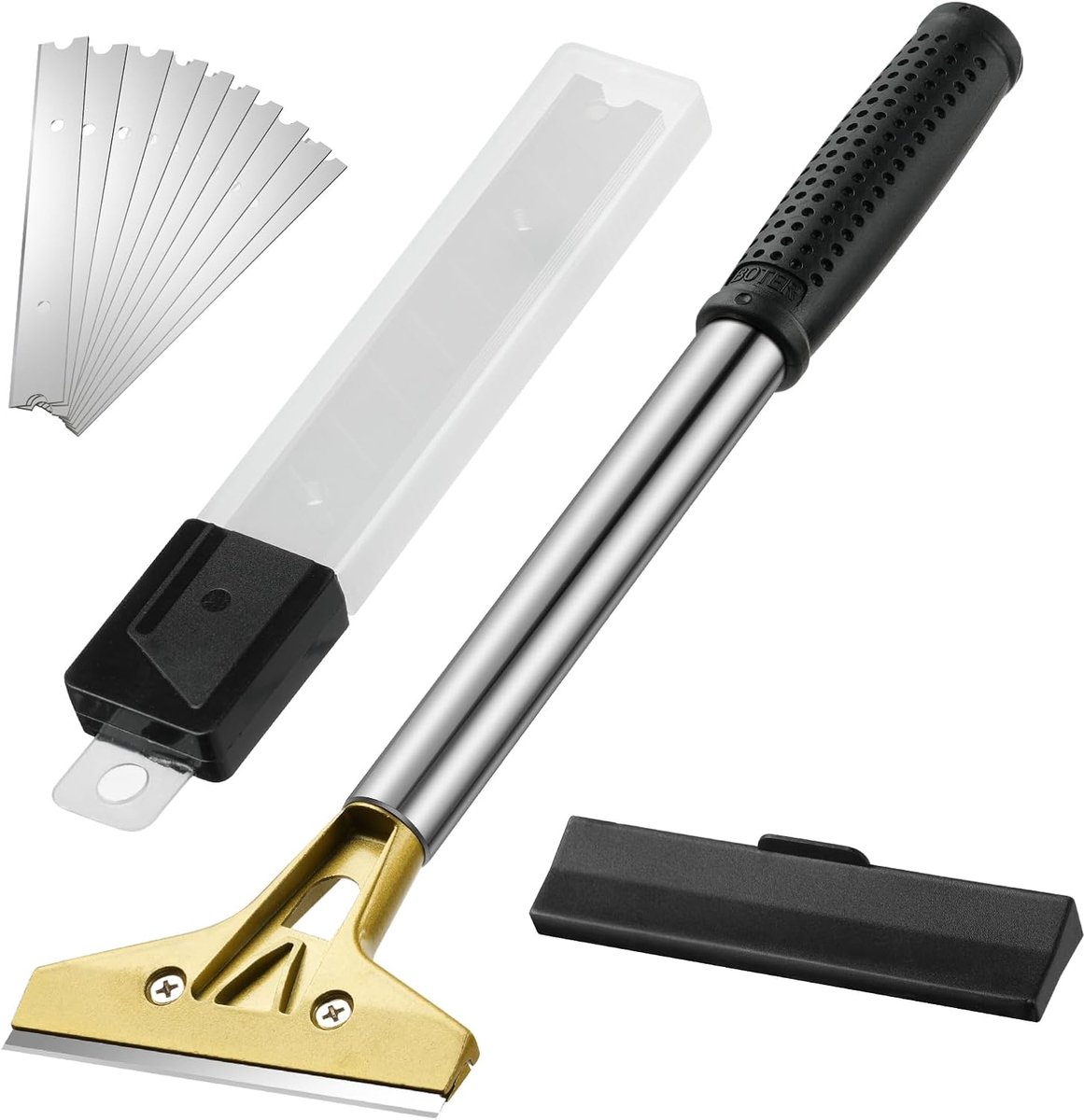 SnelShoppen - Wallpaper Scraper 10 Inch - Flexibele Aluminium Spatula met Rubber Handvat - 10 Vervangbladen - Ideaal voor Verf en Behang Verwijderen