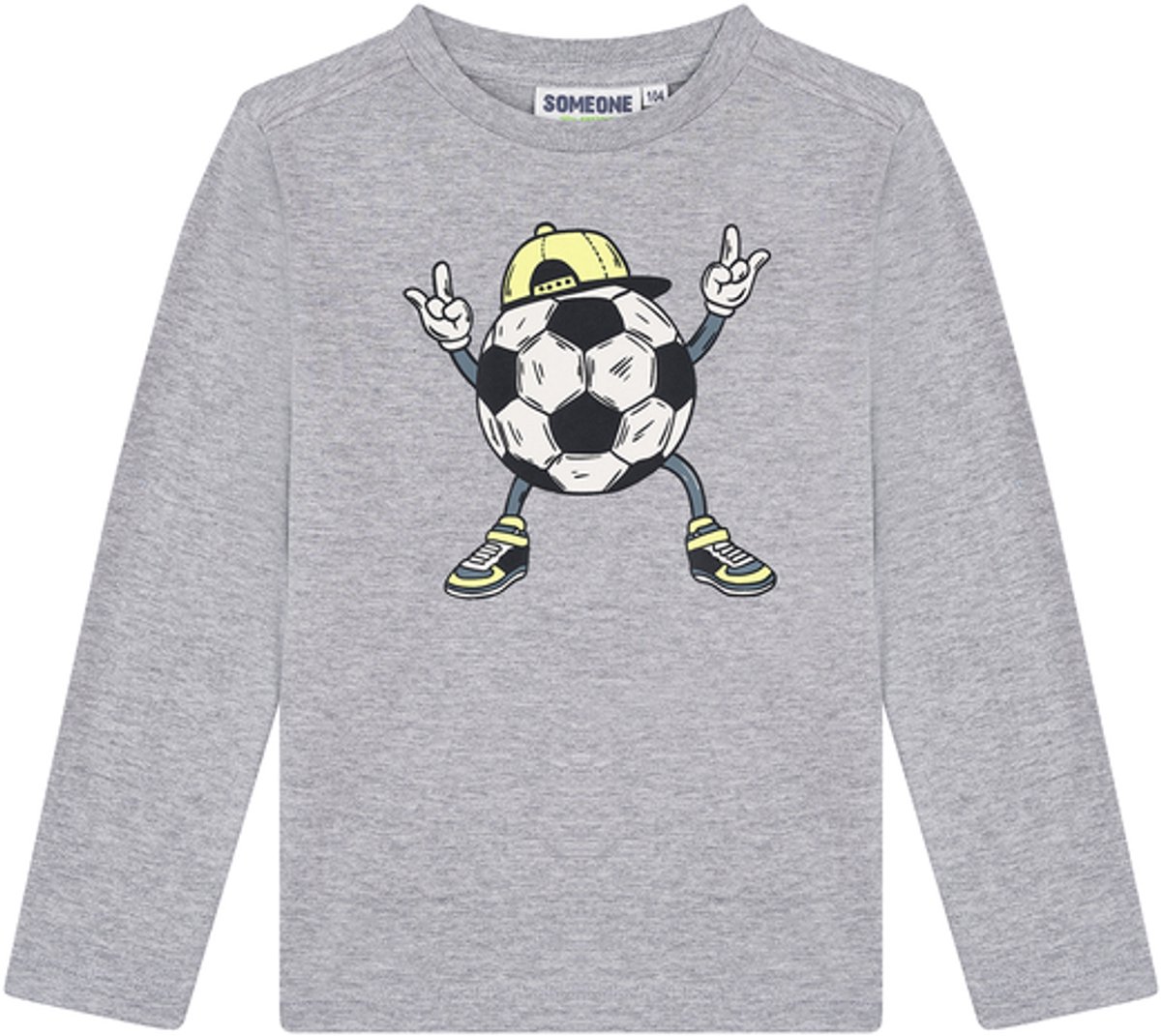 Someone T-shirt LS Jongens Grey melange voetbal - BRAM - Maat 134