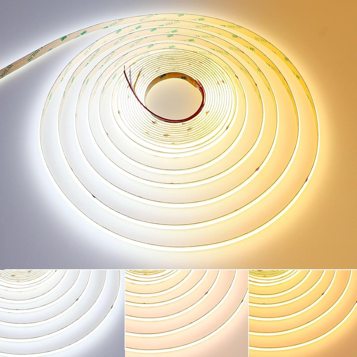 SnelShoppen - 10M CCT Tunable White COB LED Strip 2700-6500K met 624LED/M - Zelfklevende LED Tape voor DIY Thuisdecoratie, Warm tot Koel Wit, IP20
