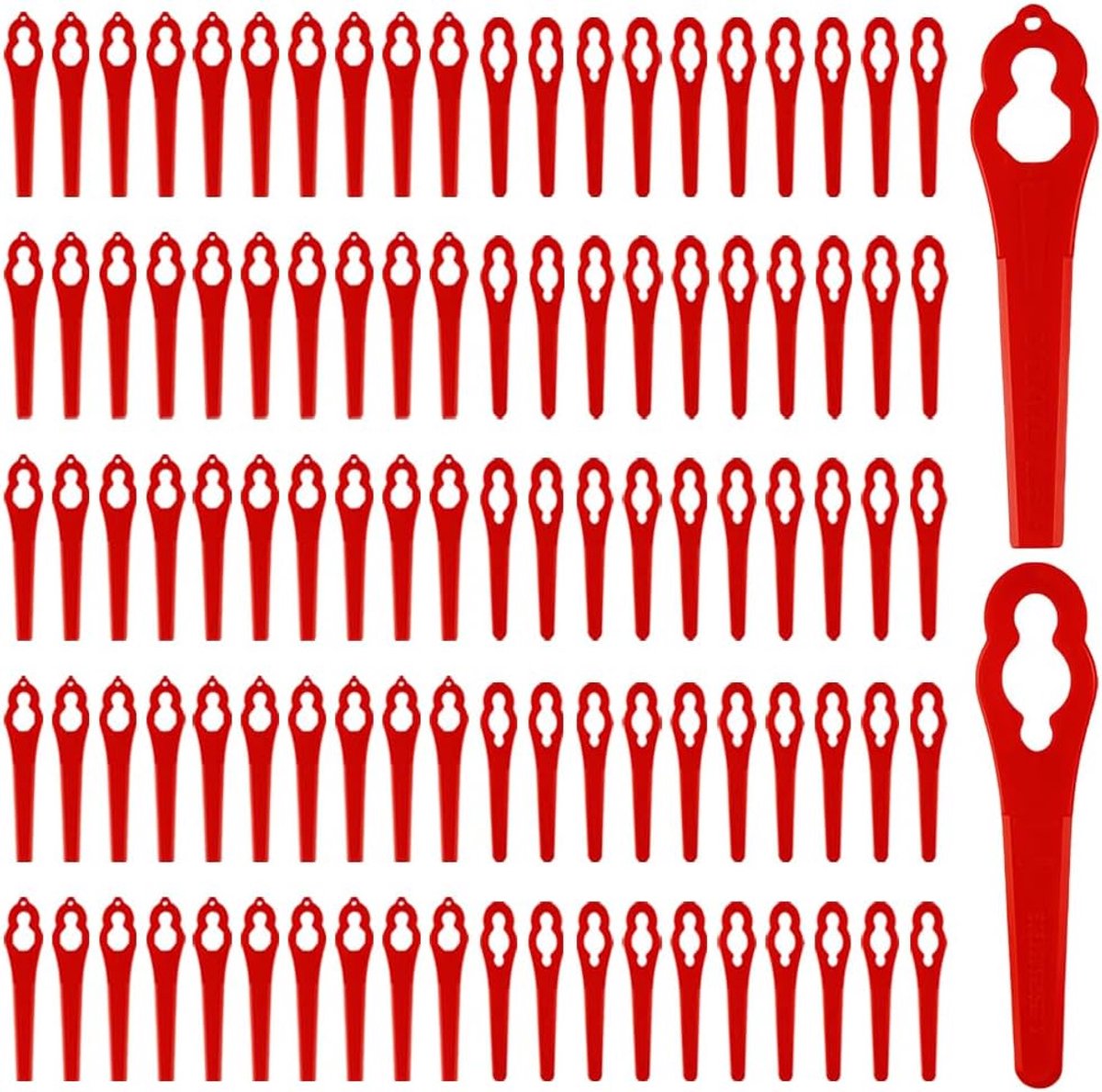 SnelShoppen - 100 Stuks Plastic Gras Trimmer Messen, 83mm Vervangingsbladen voor Draadloze Grasmaaier, Tuinaccessoires, Duurzaam en Kwaliteitsmateriaa