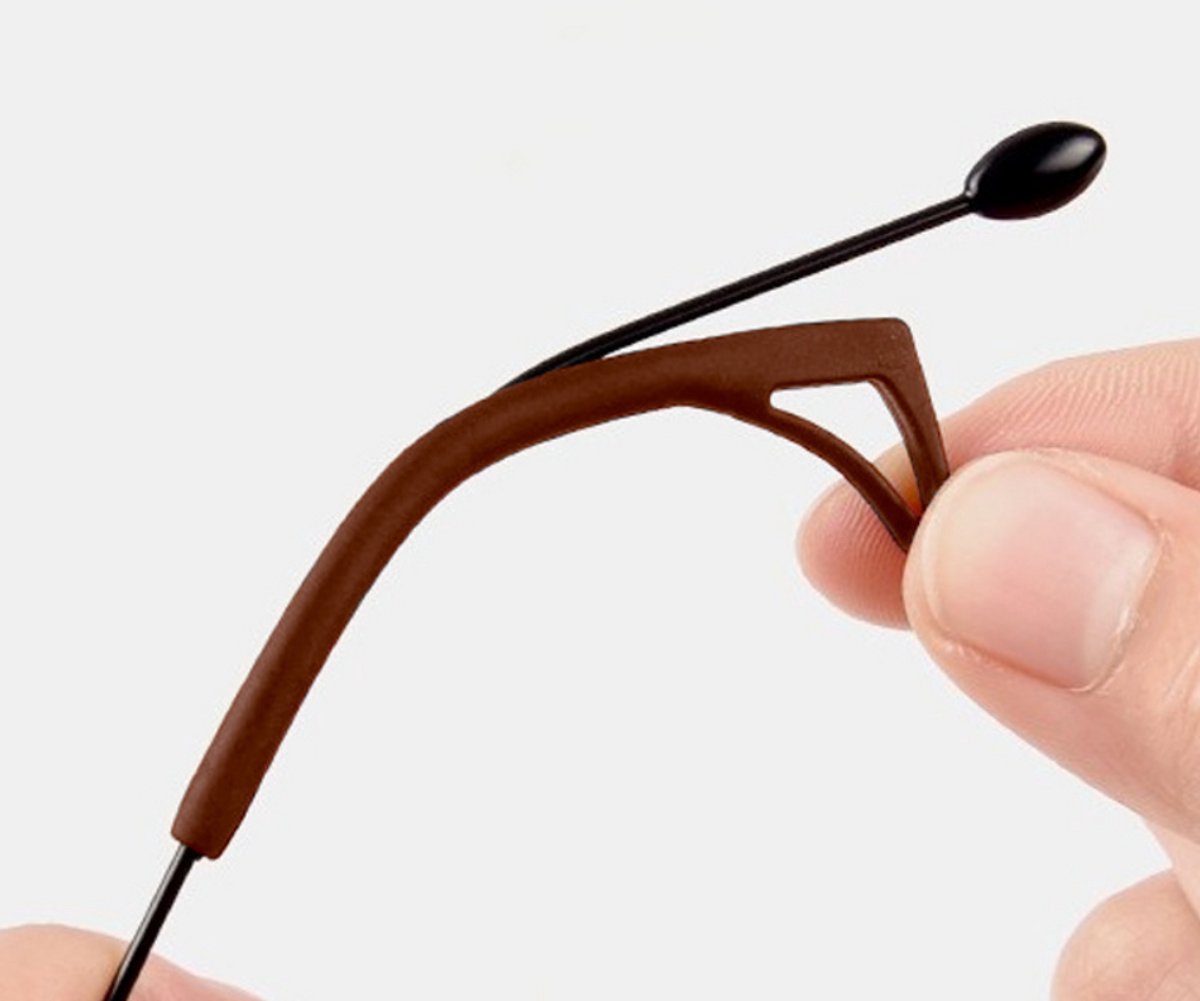 Fyfanie - 4 stuks Bril Oorhaakjes Antislip Siliconen Houder -Voorkomt Afglijden Brillen- Kleur: Bruin