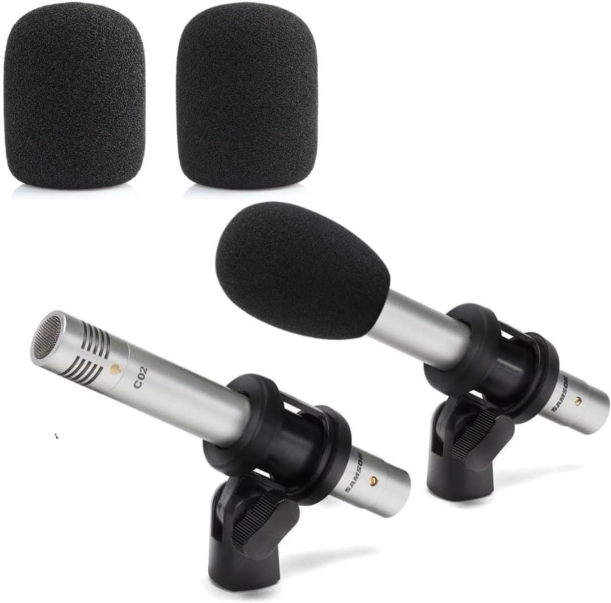 SnelShoppen - 2-Pack Windsock Microfoon Windscherm voor Condensatormicrofoons, Popfilter Schuimhoezen, Plosiefbescherming, Zwart, Ideaal voor Opnames