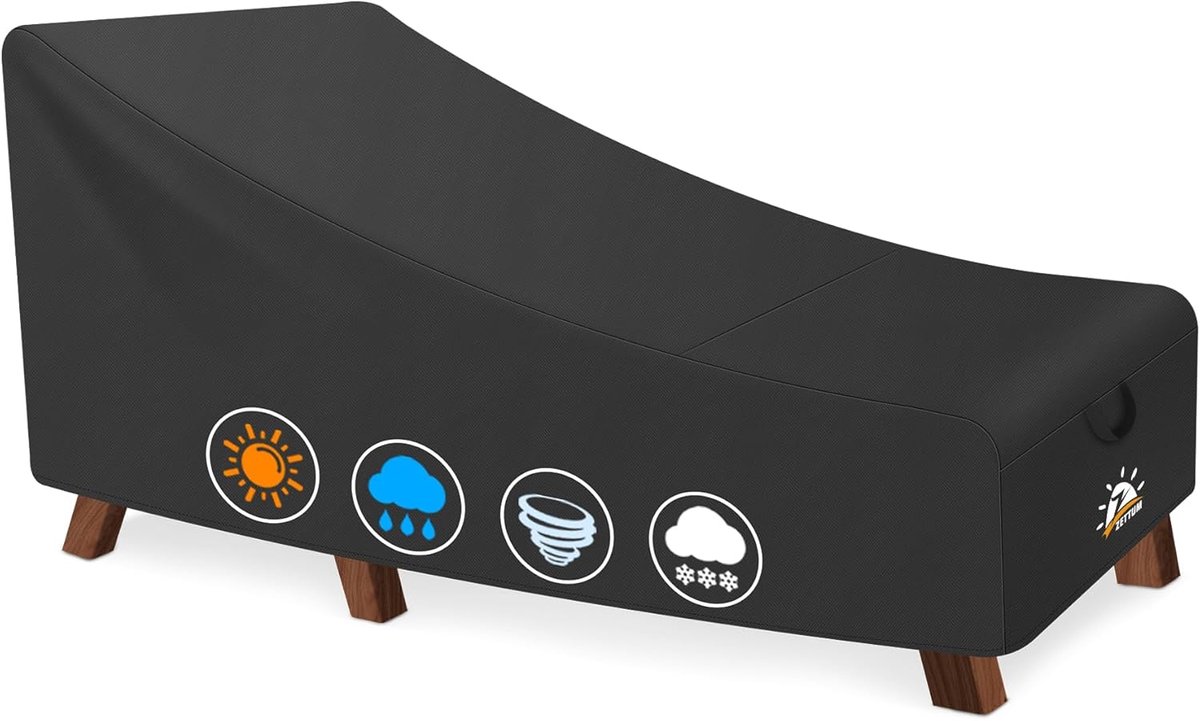 SnelShoppen - Tuinstoelhoes 210cm - Ademend 600D Oxford PU - Waterdichte Beschermhoes voor Zonnebedden, Loungestoelen en Tuinmeubelen - Universele Bes