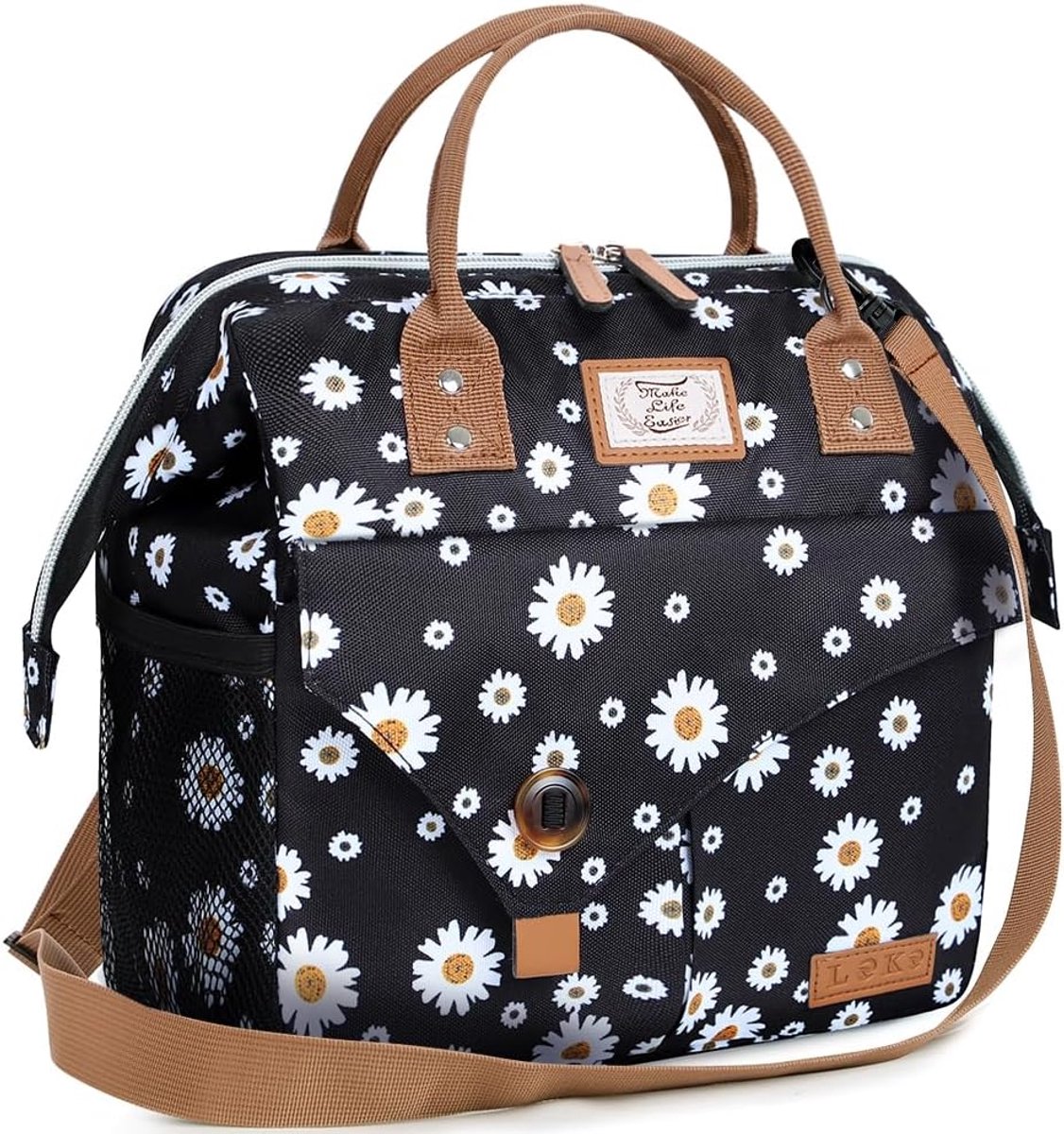 SnelShoppen - Insulated Cooler Bag, Lunch Bag voor Vrouwen, 16L, Compact en Stijlvol, Lekvrij, Ideaal voor Werk, Picknick, Outdoor, Daisy