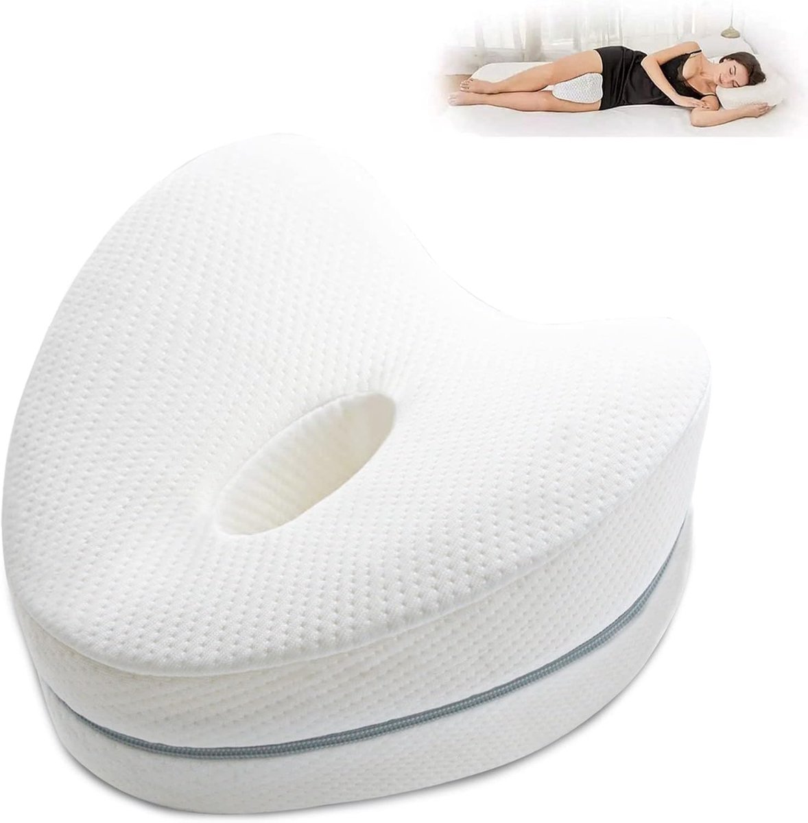 SnelShoppen - Kniekussen voor Slaap, Orthopedisch Kussen voor Zijslapers, Pijnverlichting bij Sciatica, 100% Langzaam Terugverend Materiaal, Leg Pillo