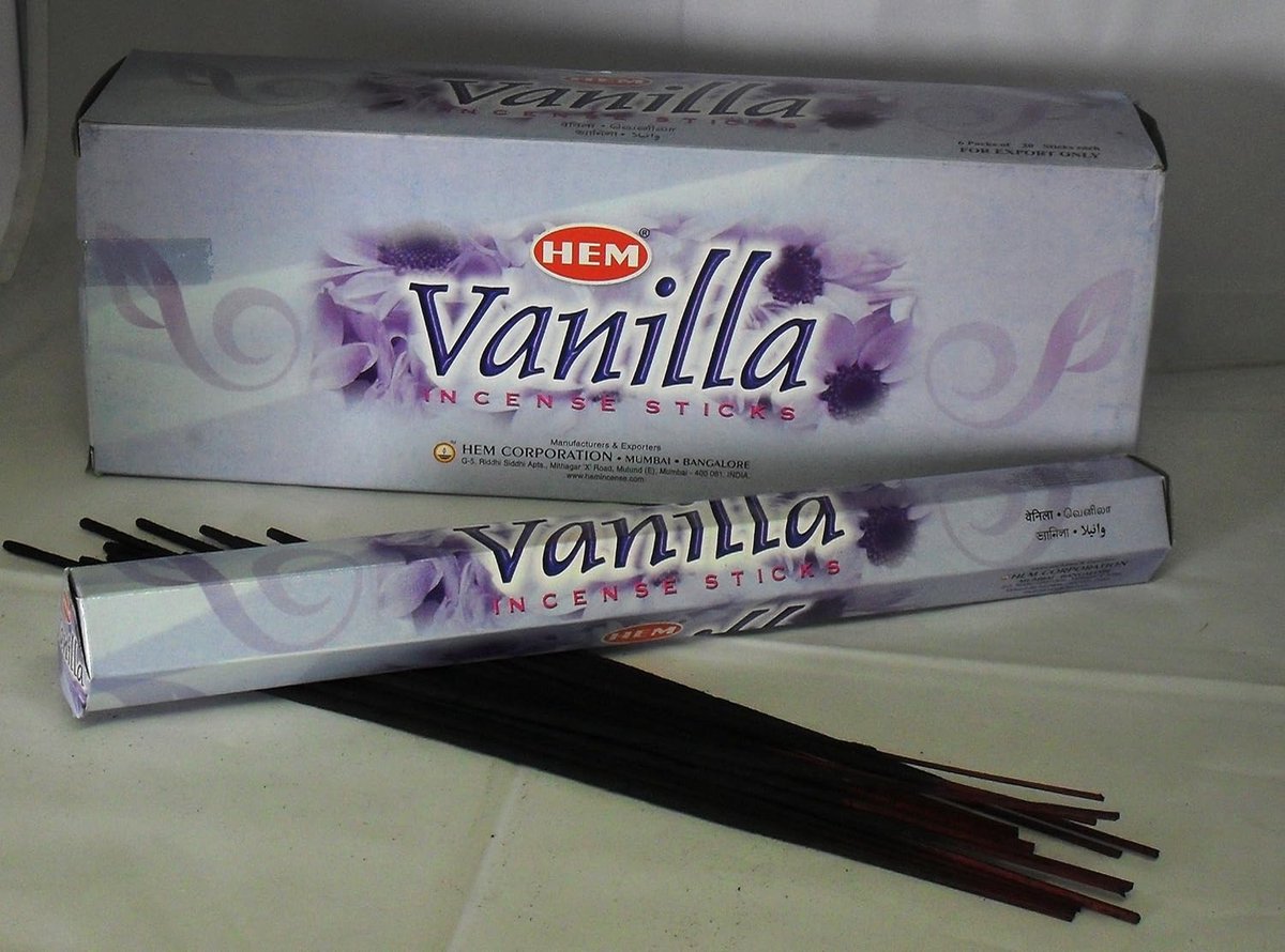 SnelShoppen - HEM Vanille Wierook Sticks - 120 Stuks in 6 Sets van 20 - Zoete Geur - Perfect voor Ontspanning, Meditatie, Feest, en meer