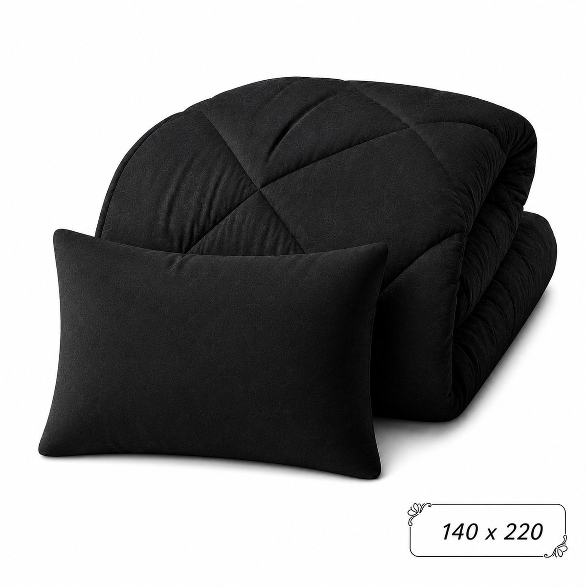 Dekbedset - 140x220 - inclusief 1 Kussensloop - Zwart - Hotelkwaliteit - Zacht, Warm, Ademend - All Season - Wasbaar
