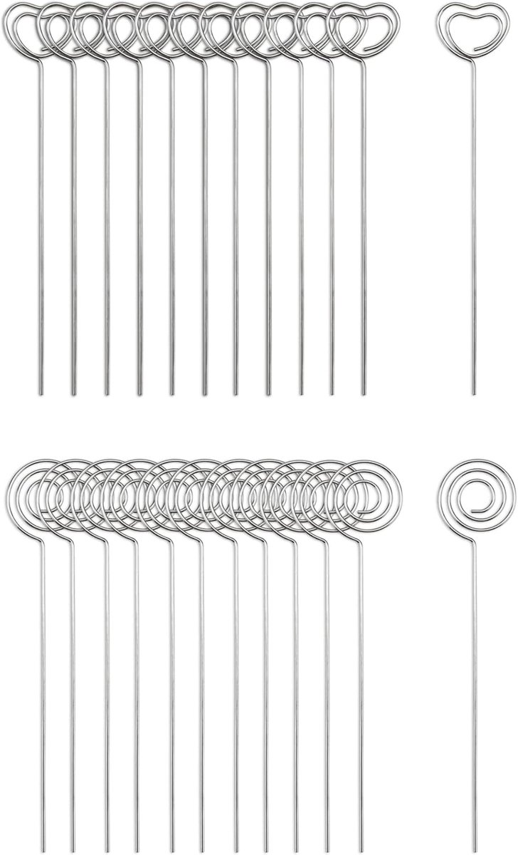 SnelShoppen - 60 Stuks Foto Houder Kaart Houders, Metalen Memo Clip Tafelnummer Clips voor Bruiloft, Taart Decor - Ronde en Hartvorm