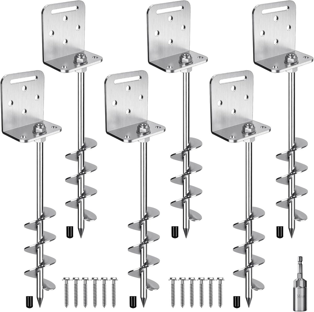 SnelShoppen - 6x Heavy Duty Tent Pegs 50 cm - Multifunctionele Grondankers voor Camping, Trampolines, Swingframes, Tuin en Meer - Sterke Schroefspikes