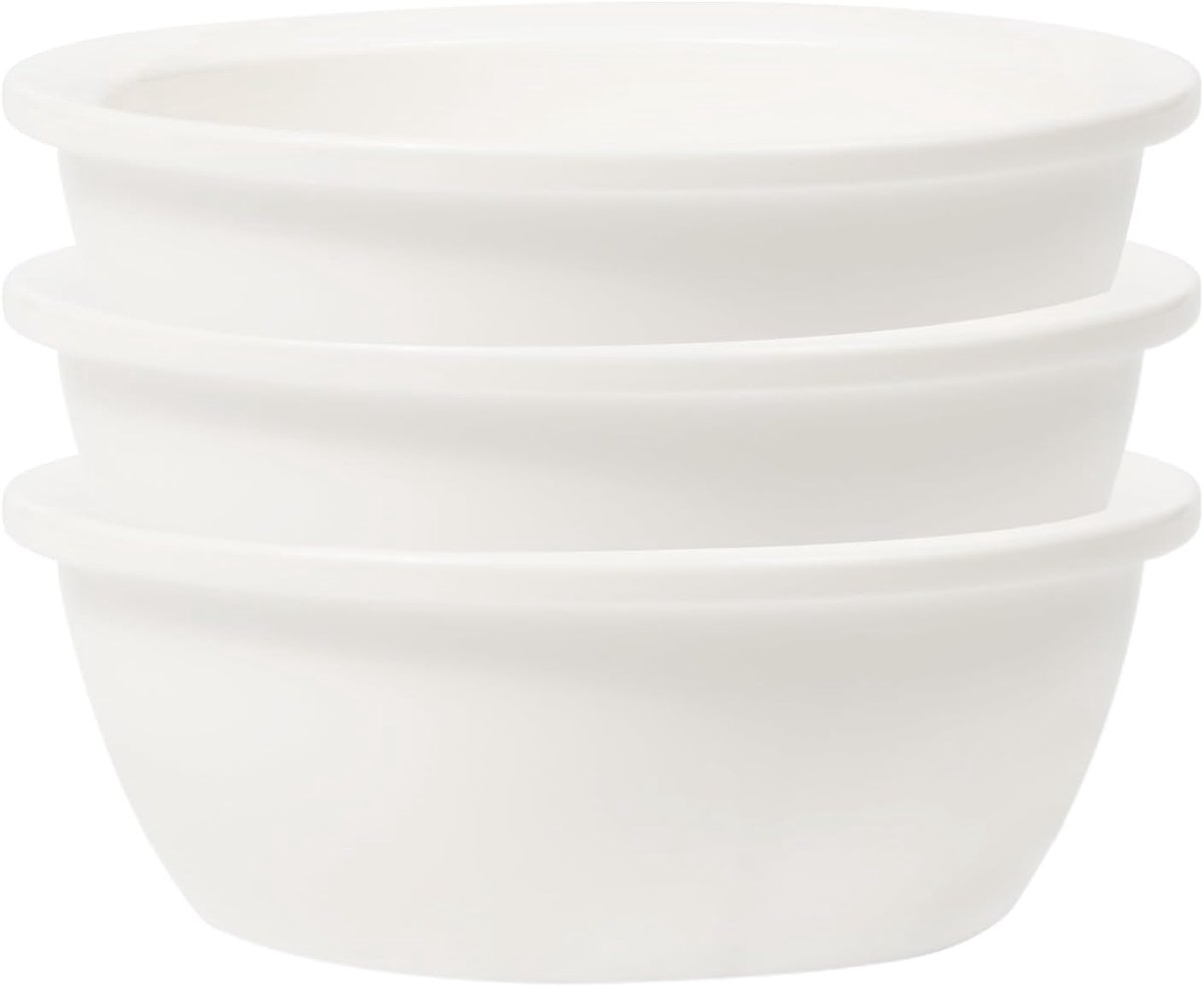 SnelShoppen - Set van 3 Vervangende Keramische Kommen voor Bamboe Voederbak, Magnetron- en Vaatwasserbestendig, 12cm, Ideaal voor Huisdieren