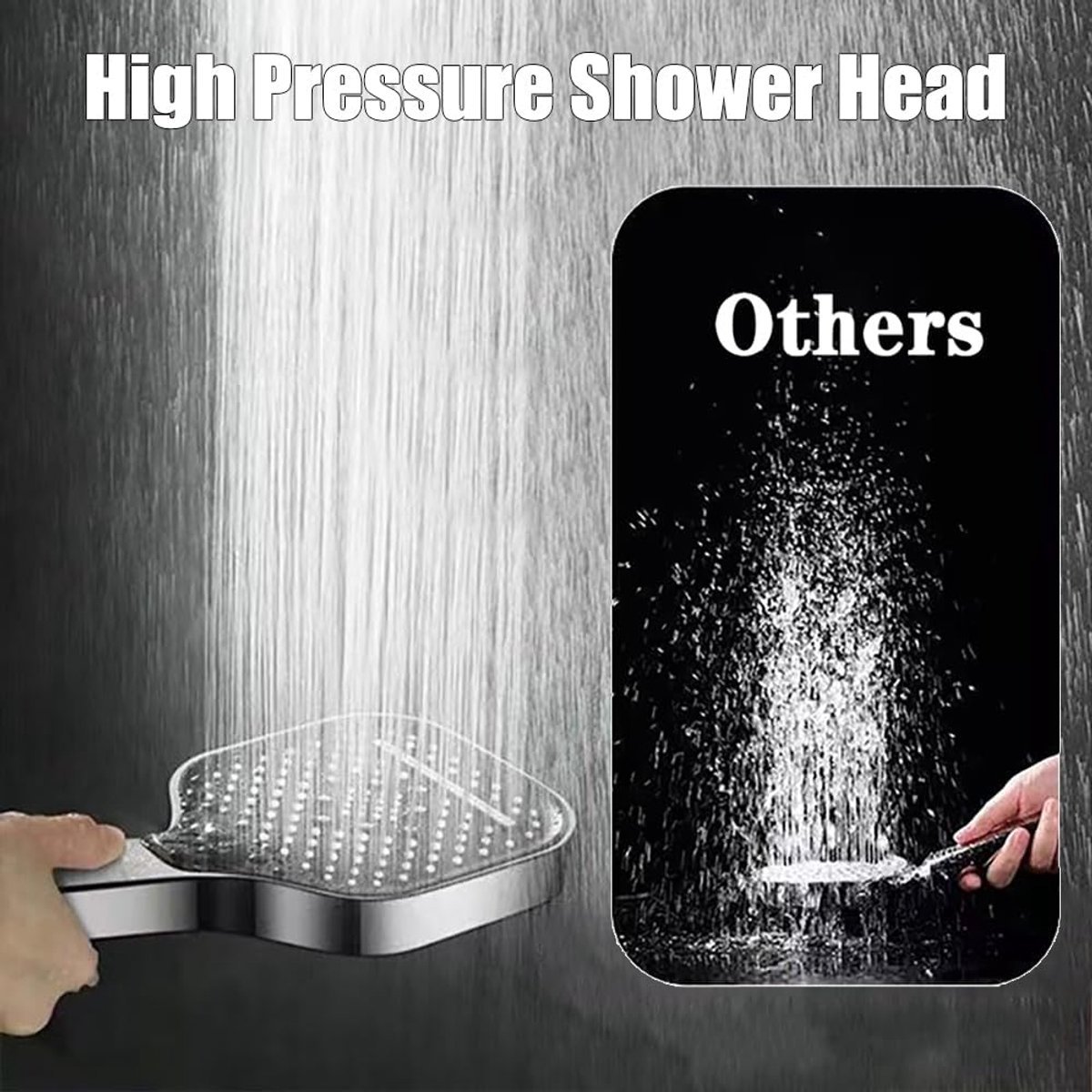 SnelShoppen - 3 Mode Handheld Douchekop, Hoge Druk Handdouche, 11.7cm Chroom Douchekop Set met 133cm RVS Slang en Verstelbare Douchehouder, Anti-verst