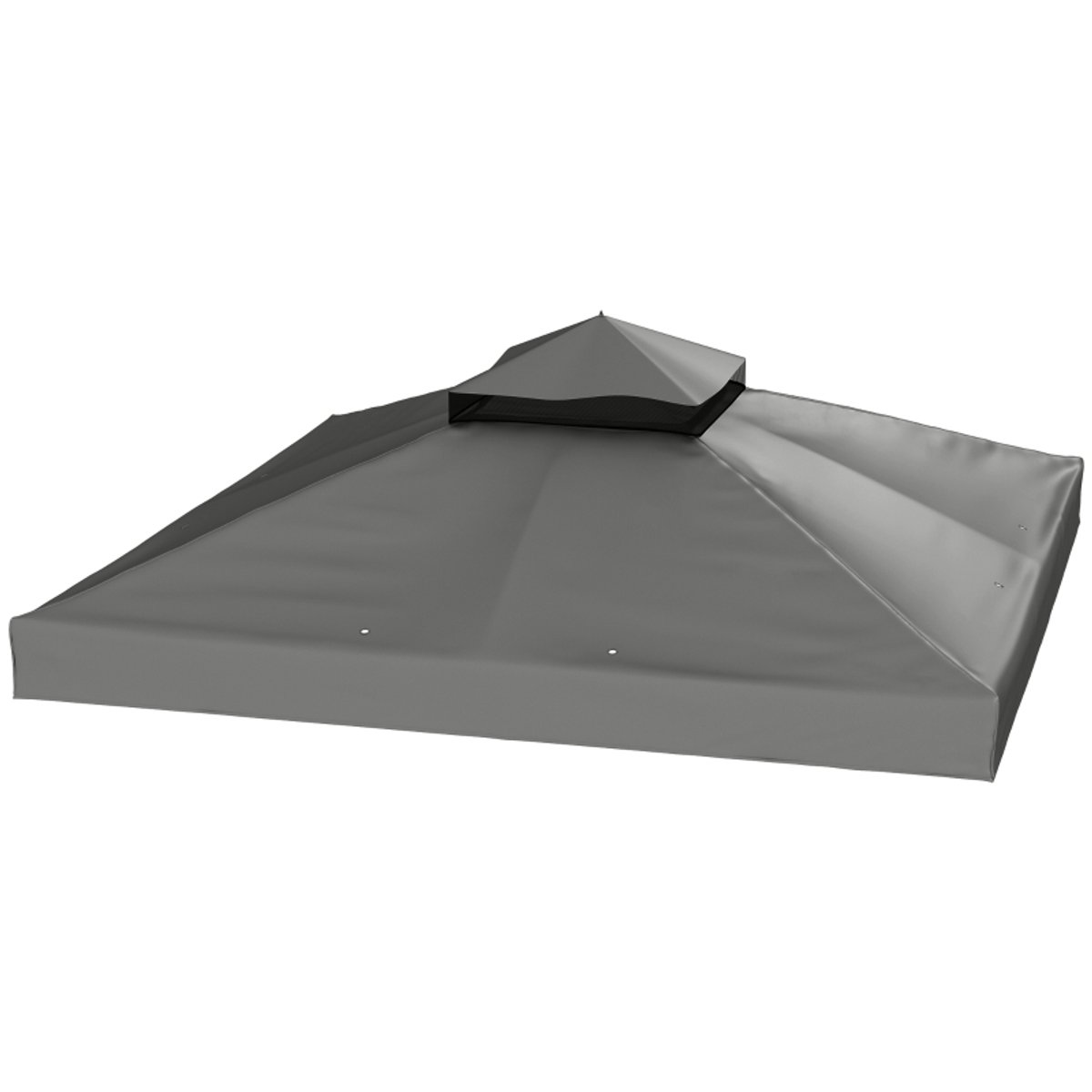 Paviljoen vervangingsdak 300 x 300 cm donkergrijs polyester dubbel dak met afwateringsgaten