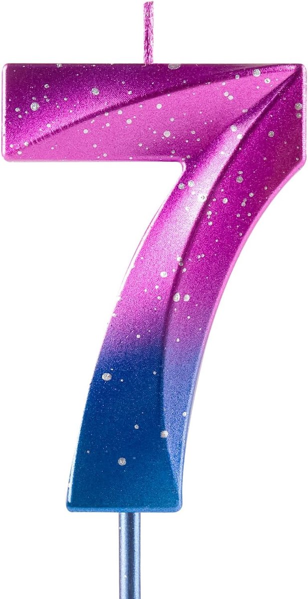 SnelShoppen - Verjaardagskaars Nummer 7 - Galaxy Gradient Paars Blauw - Premium Was 3D Diamant Ontwerp - Cake Topper Decoraties voor Verjaardagsfeest