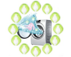 SnelShoppen - 12pcs Herbruikbare Dierenharen Verwijderaar, Wasmachine Lintballen, Kattenharen Verwijderaar, Nylon en Plastic, Groen, Perfect voor Wass