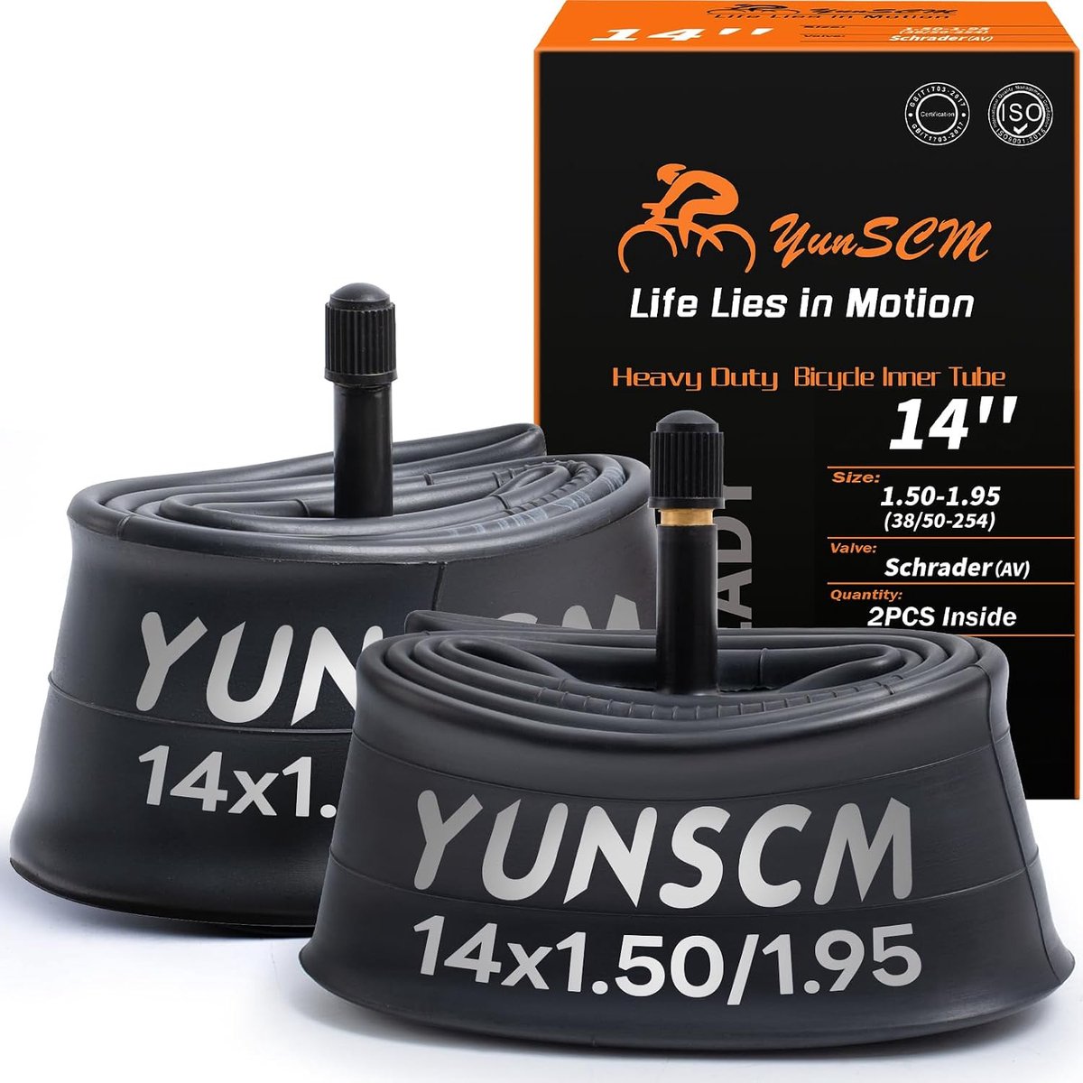 SnelShoppen - 2Pcs 14 Inch Fietskamer - Dikke Binnenband 14x1.50/1.75/1.90 AV32mm Ventiel - Heavy Duty Butyl Rubber - Geschikt voor 14 inch Fietsen