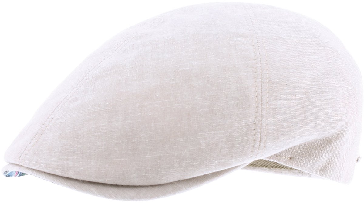 Herman casquette plate unie beige de fabrication italienne avec dessous de la visière imprimée