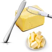 Set van 2 Botermessen met Sleuven – RVS 20,5 cm – Voor Koude Boter, Jam & Kaas – Zilver