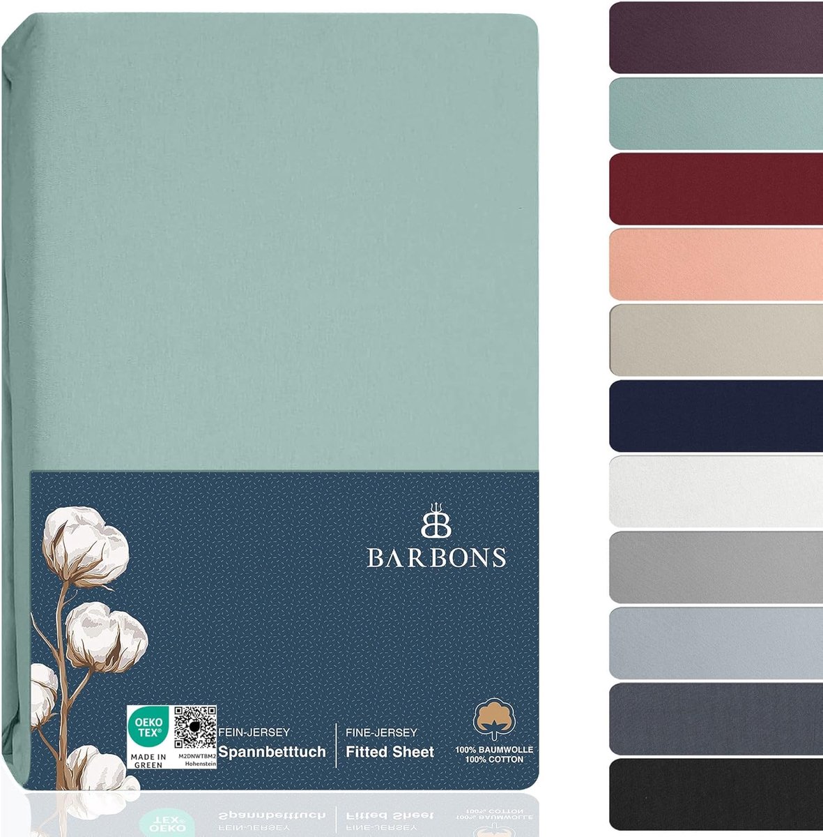 Thijox - Hoeslaken 180x200 cm 100% Katoen - Oeko-TEX Gecertificeerd Jersey Bed Sheets voor Boxspring en Matrashoogte tot 27 cm - Groen