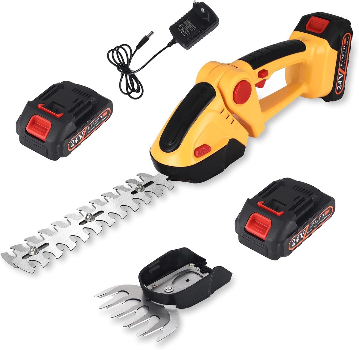 Thijox - Elektrische Snoeischaar 21V Accuheggenschaar 2-in-1 Struik- en Grasschaar met 2 Accu's - Draadloos Tuinieren, Compact, Ideaal voor Thuisgebru