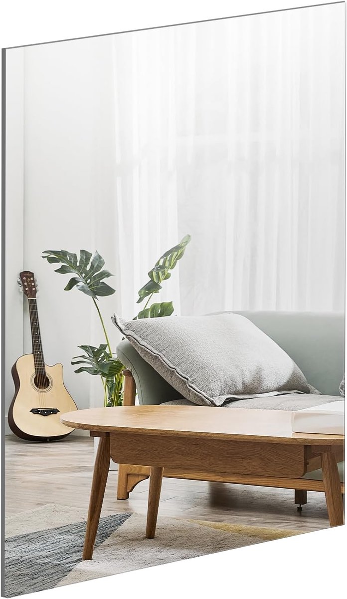 SnelShoppen - TSKDKIT Stick On Mirror 30 x 21 cm - Zelfklevende Spiegel voor Muur, Frameloos HD Glas, Ideaal voor Kledingkasten, Badkamer, Slaapkamer