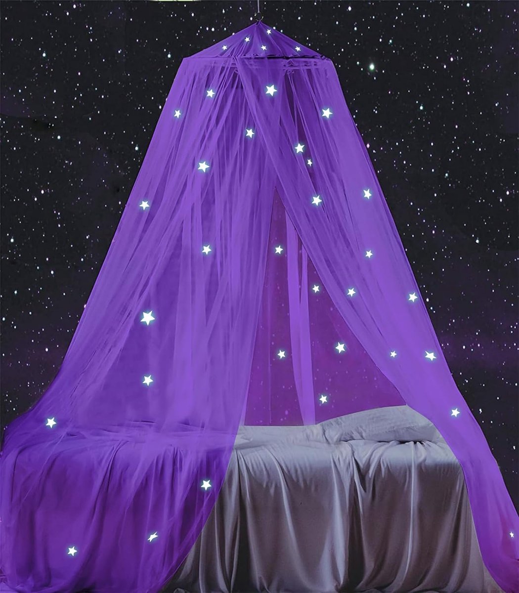 SnelShoppen - Fluorescent Sterren Bedgordijn voor Baby en Kinderen, Galaxy Nachtlucht, 76 Glinsterende Sterren, Milieuvriendelijk Materiaal, Perfect v