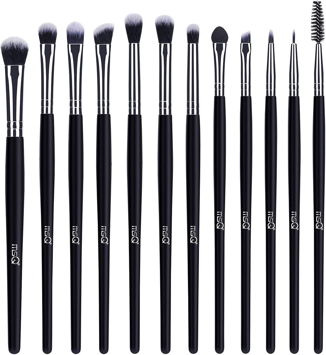SnelShoppen - 12-delige Professionele Oogmake-up Kwasten Set - Oogschaduw, Eyeliner, Wenkbrauw, Blenden, Zacht Haar, Hoogwaardige Synthetische Vezels