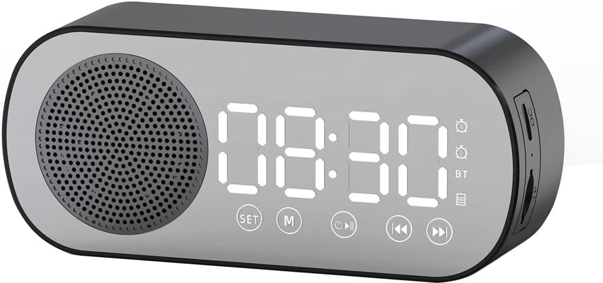 SnelShoppen - Digitale Wecker Draagbare Alarm Klok Radio met Bluetooth Speaker Grote LED Scherm Radio Ochtend Klok voor Slaapkamer en Kantoor