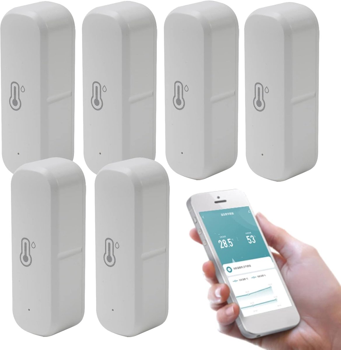 SnelShoppen - Tuya Smart Hygrometer Thermometer - Draadloze Temperatuur en Vochtigheid Sensor met App Notificatie Alarm voor Thuis en Kassen - Zigbee