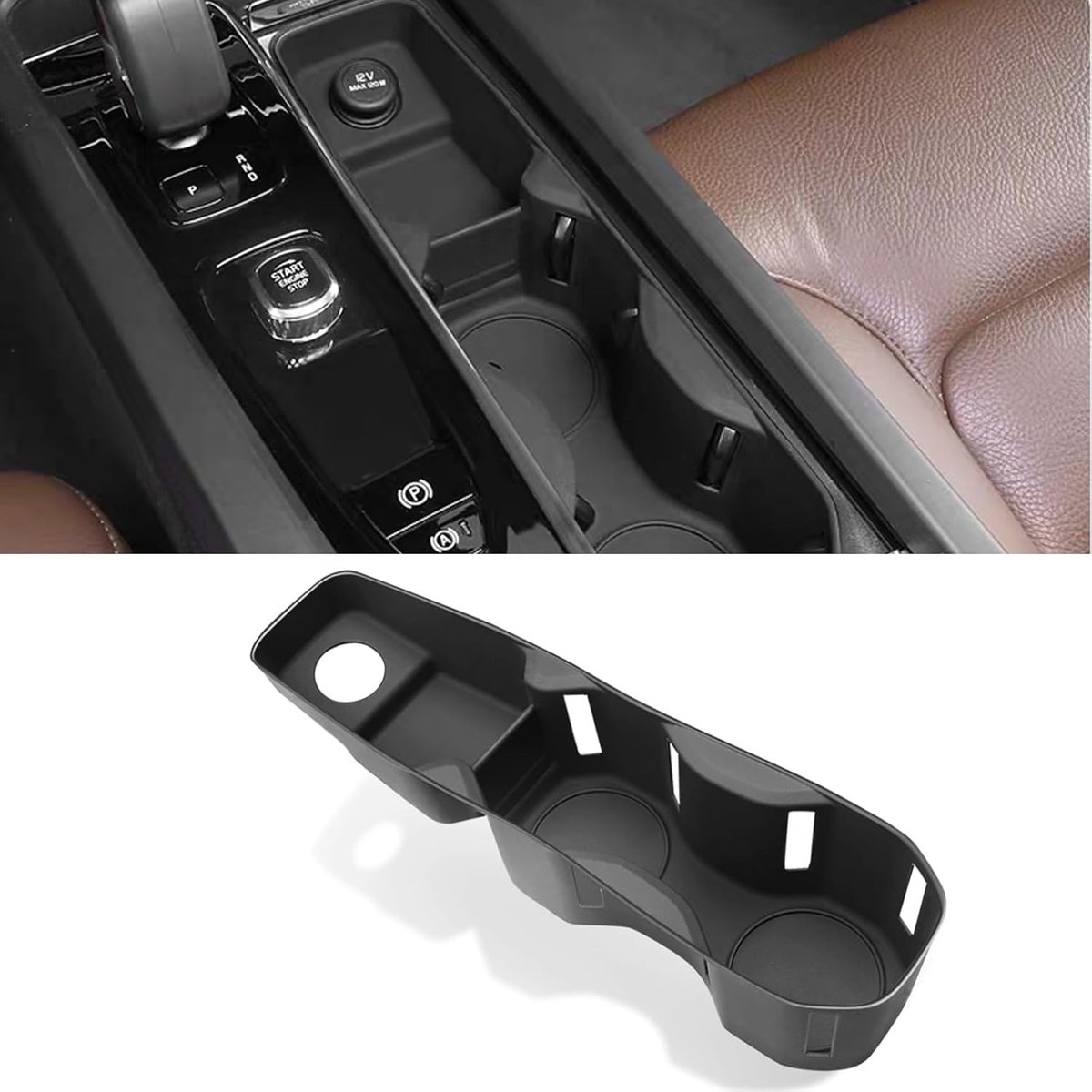 SnelShoppen - Compatibele Auto Bekerhouder voor Volvo XC60 XC90 S60 S90 2019-2025 - Veilig Drinken in de Auto - Rubberen Voering voor Stabiliteit
