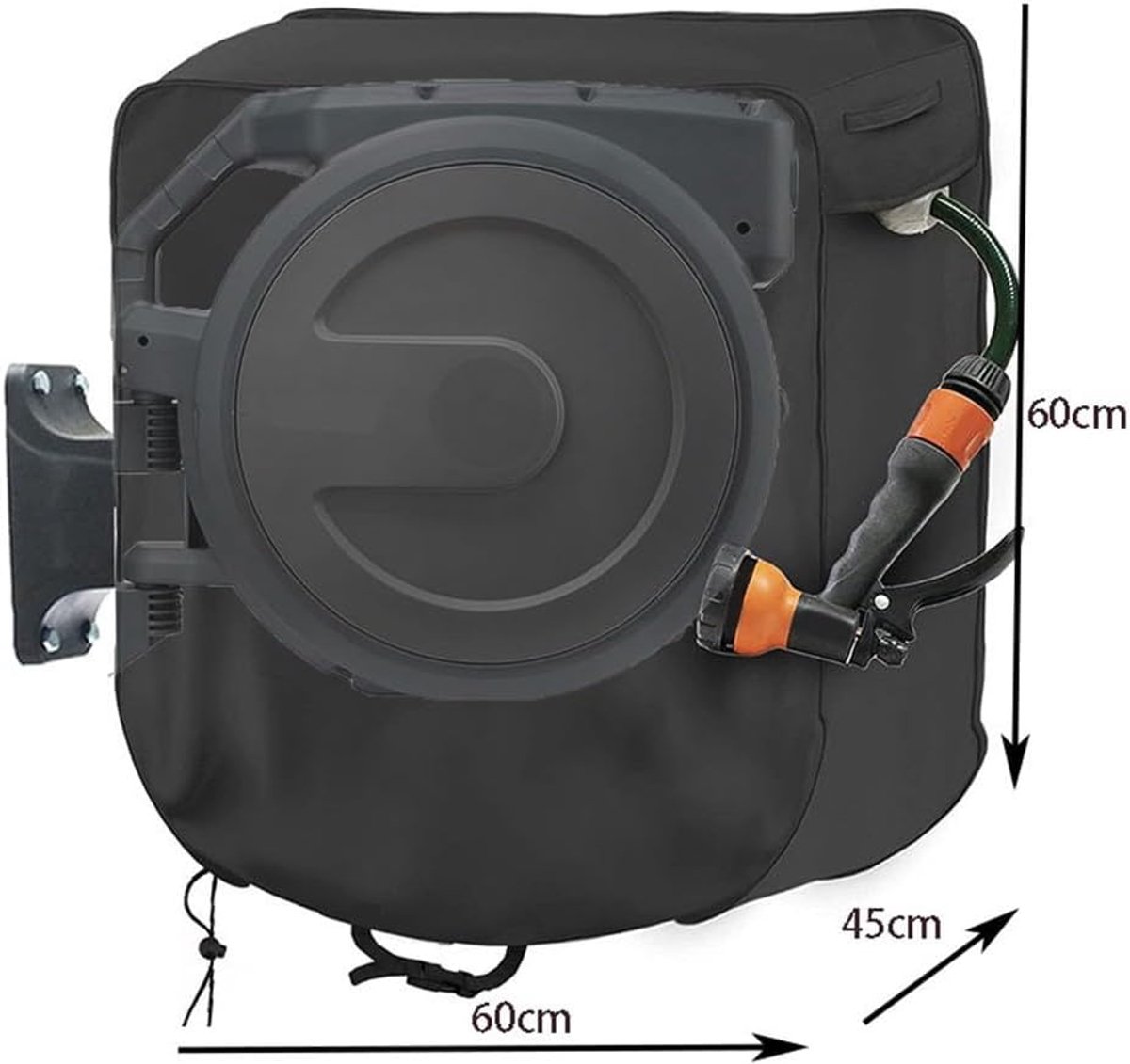 SnelShoppen - Tuinslanghaspel Cover, Wandmontage, Beschermhoes voor Retractable Tuinslang, 420D Zilver Gecoat Oxford Stof, Duurzaam en Weerbestendig