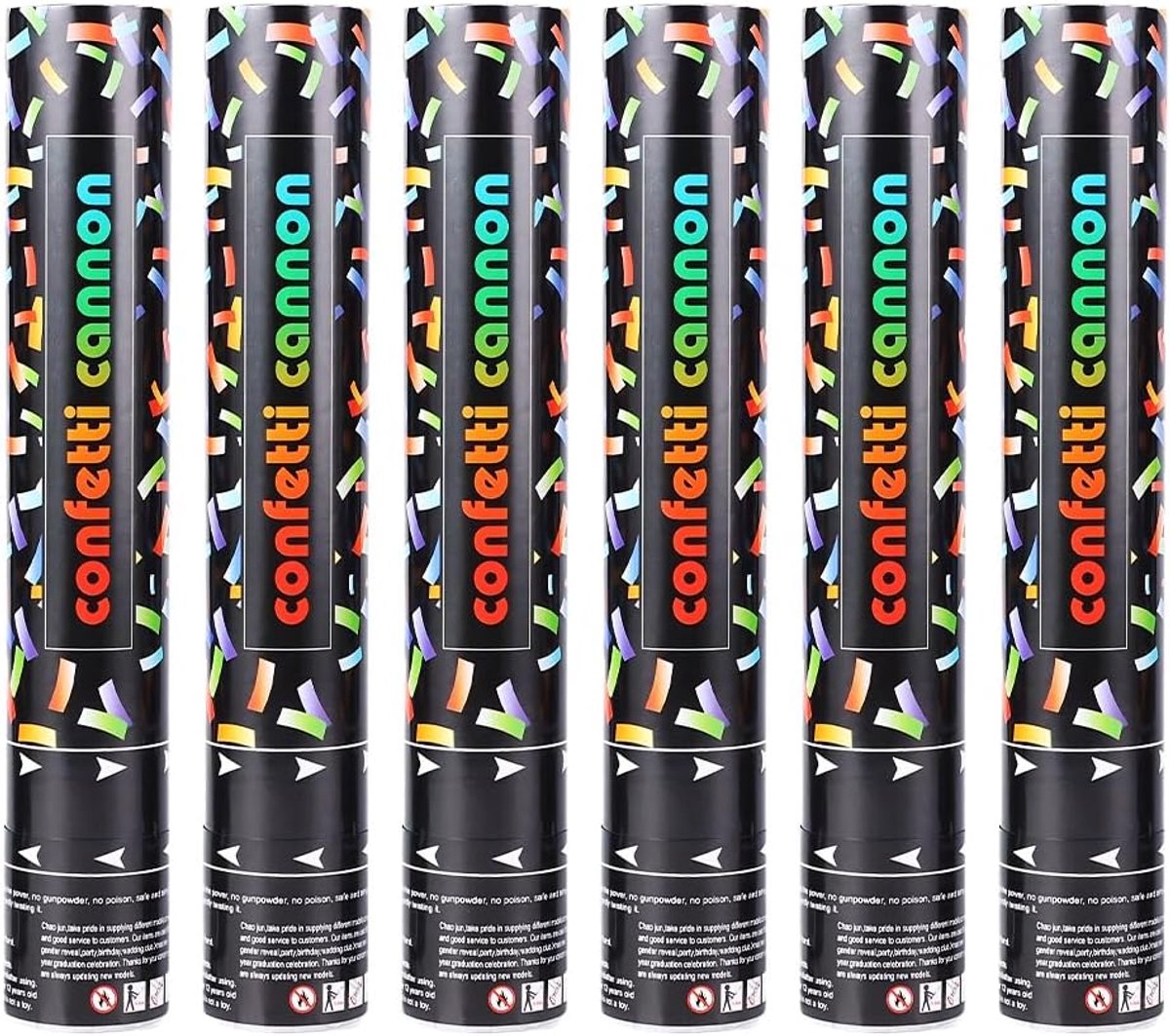 SnelShoppen - Confetti Cannon Set van 6 - 30 cm Gouden Confetti voor Bruiloften, Verjaardagen, Doopfeesten en Kerstpartijen - Feestdecoratie
