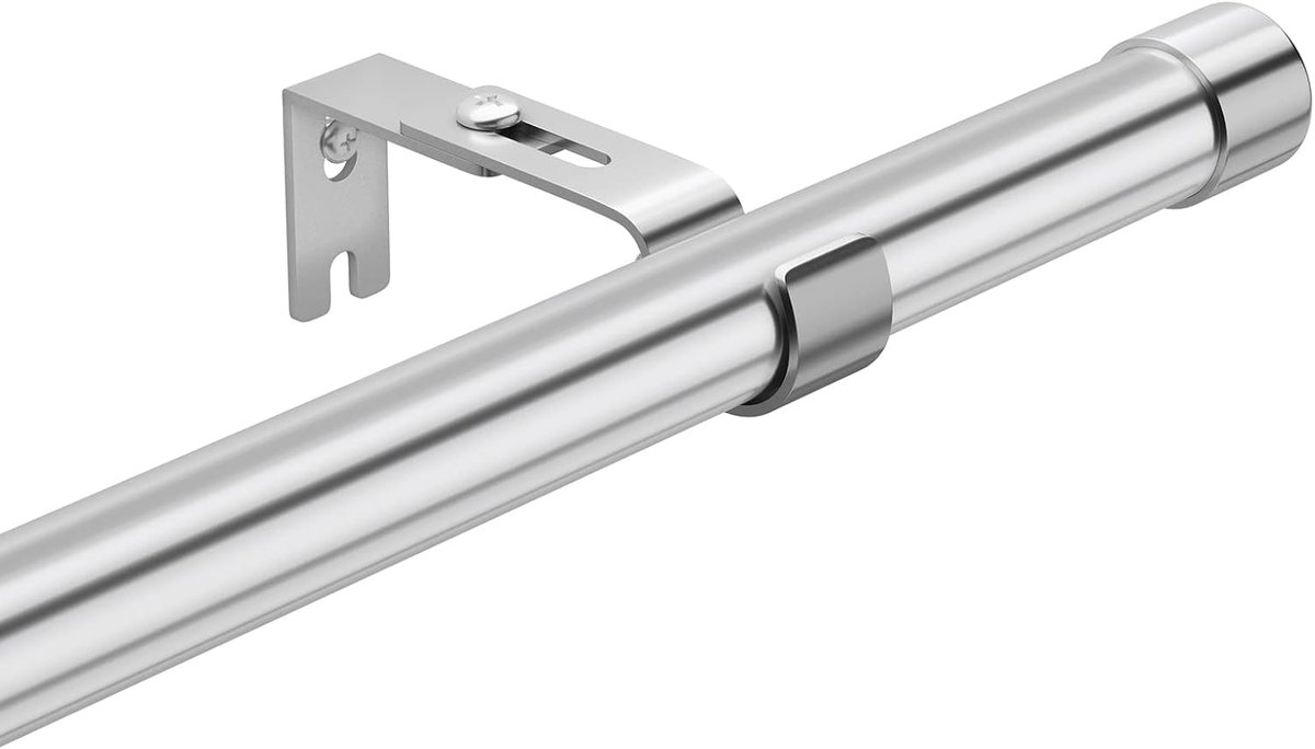 SnelShoppen - Eyelet Curtain Poles - Zilveren Gordijnroede 30-340cm met Verstelbare Steunen en Eindkappen, Ideaal voor Woonkamer, Sterk RVS, Voile en