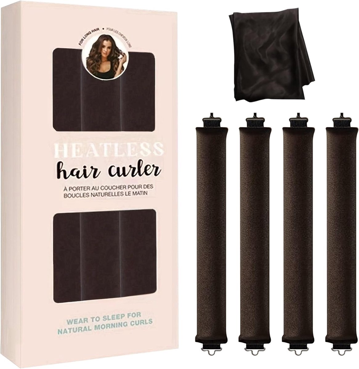 SnelShoppen - Heatless Curls Band - 5 Stuks Hittevrije Krulrollers voor 's Nachts - Geschikt voor Alle Haartypes - Bruin - Perfect voor Feestjes en Da