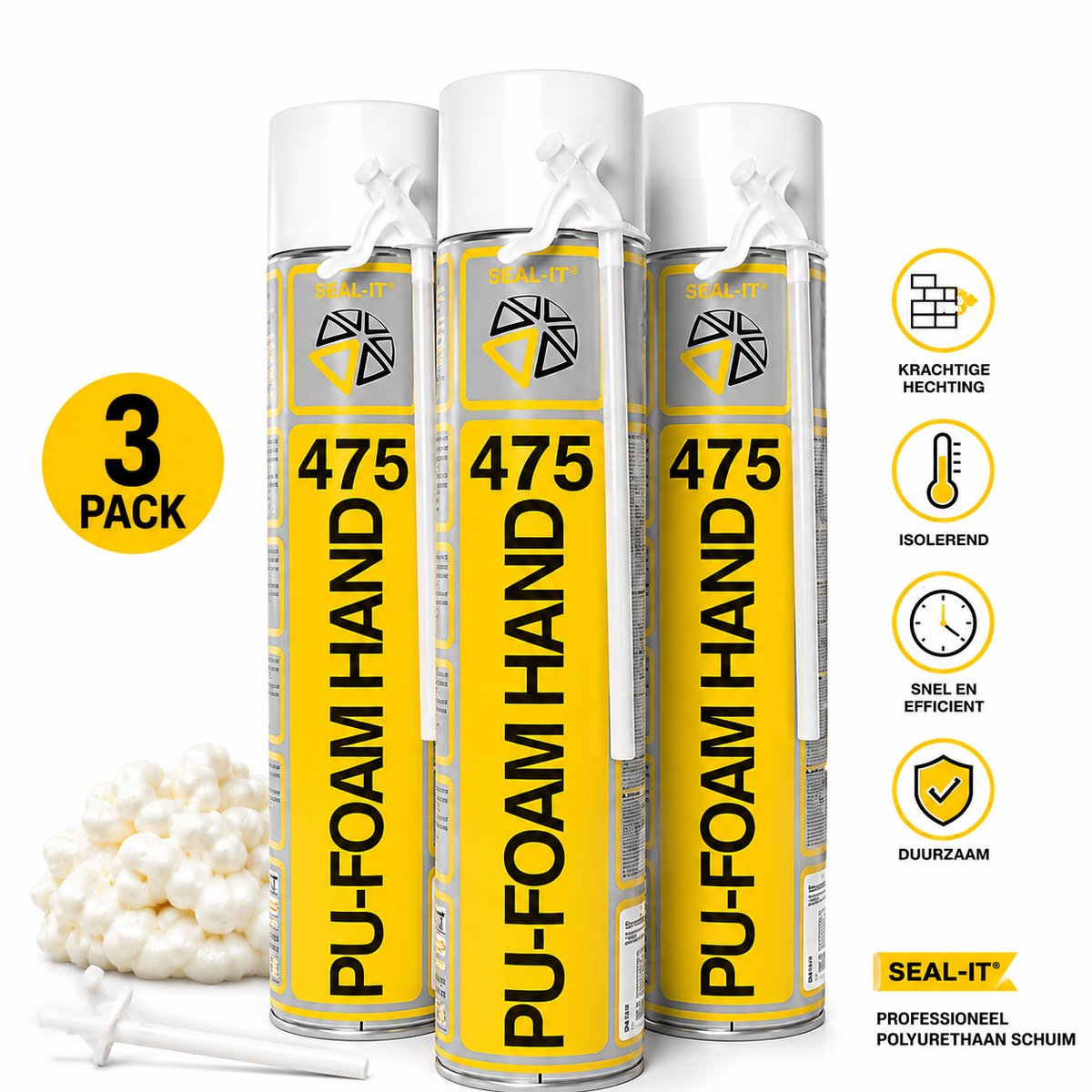 Seal-it 475 purschuim - 3 Stuks - Bus van 3x750ml - isolatie en montage handbus