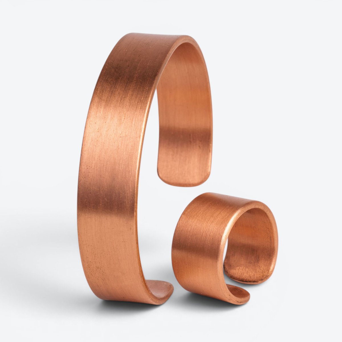 Koperen armband en ring - heren - mat geborsteld - Set - DEVA Loves