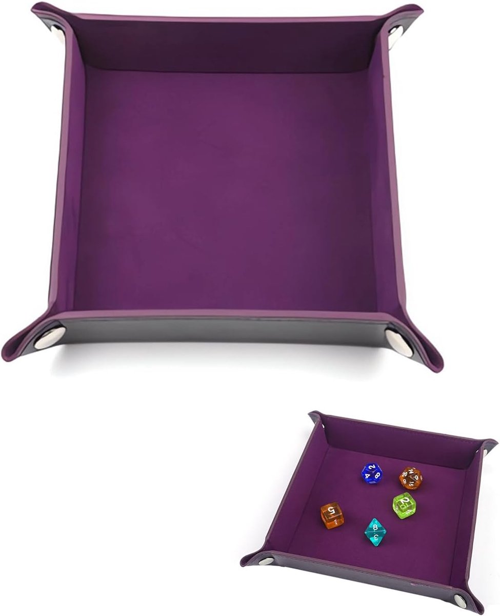 SnelShoppen - Play Cube-lance Dice Tray voor DND en Bordspellen - Luxe Velours en Leren Vouwbare Dobbelsteenbox - Duurzaam en Elegant - Perfect voor S