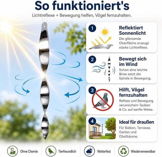 Vogelafschrikmiddel, reflecterende afschrikstrip, houdt vogels weg van de tuin/het zwembad (reflecterende kerststrip Geschikt voor huisdecoratie (20 stuks)) — afbeelding 2