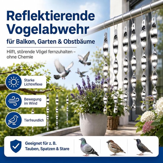 Vogelafschrikmiddel, reflecterende afschrikstrip, houdt vogels weg van de tuin/het zwembad (reflecterende kerststrip Geschikt voor huisdecoratie (20 stuks)) — afbeelding 3