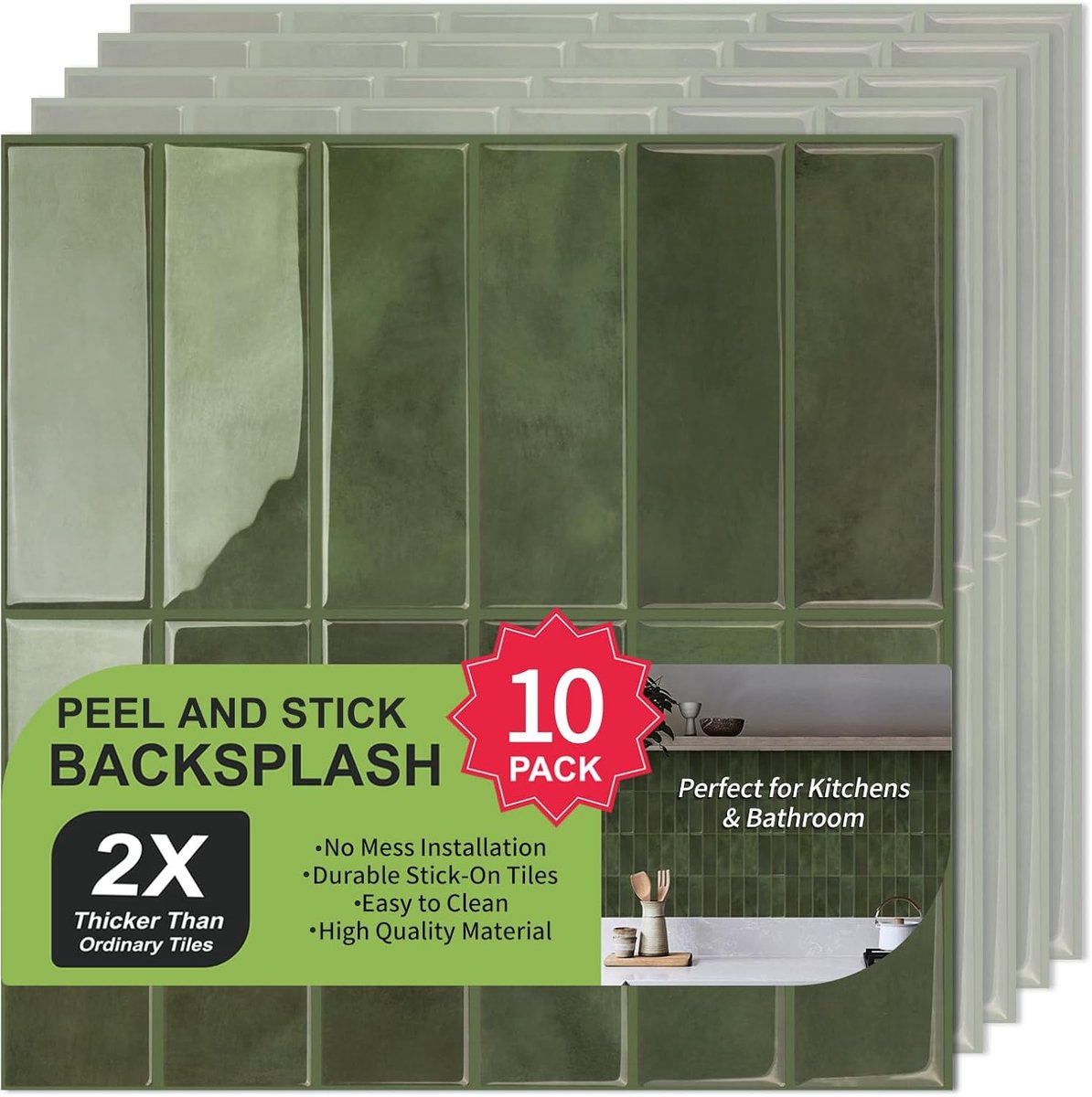 SnelShoppen - 3D Zelfklevende Wandtegels, Extra Dikke Vinyl Peel en Stick Tegels, Rectangulaire Subway Tegel Stickers voor Keuken, Badkamer, Wasruimte