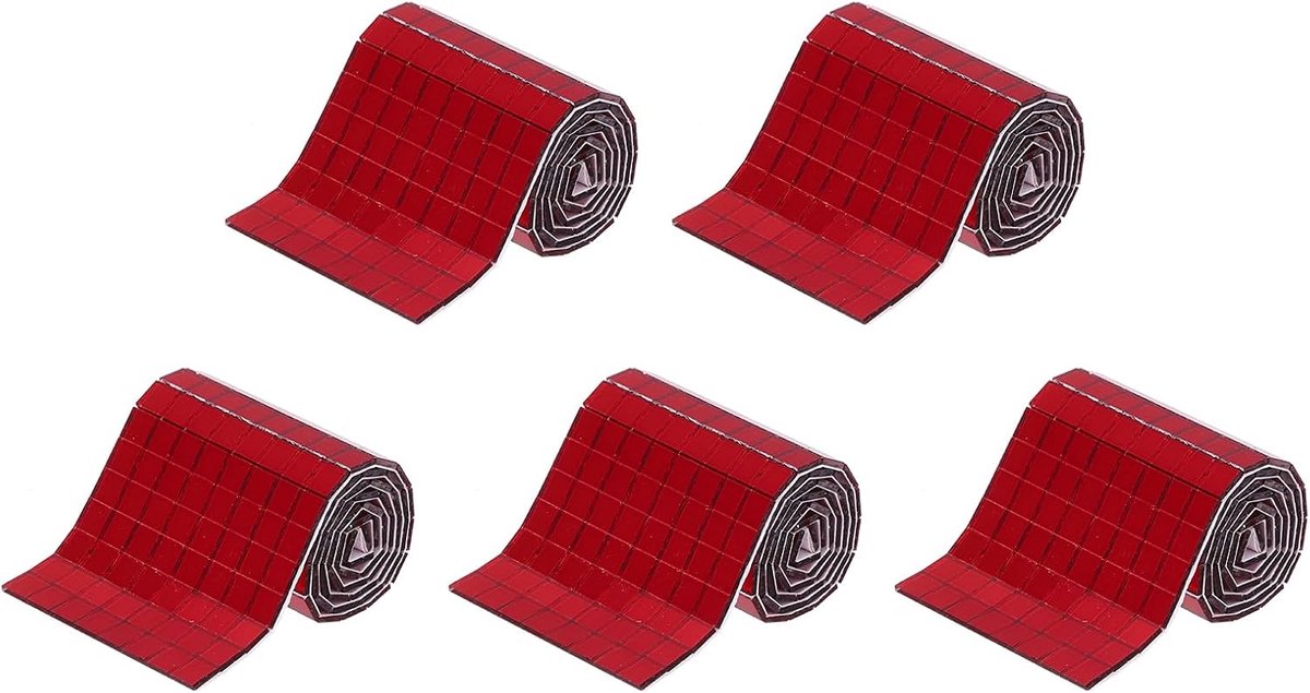 SnelShoppen - 2400 Stuks Zelfklevende Glazen Spiegel Disco Bal Tegels 5x5mm Wijnrood - Mosaïek Tegels voor Feest, Decoratie en DIY Creaties